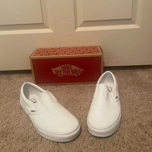 All White Vans-Skateboard shoes. Worn once